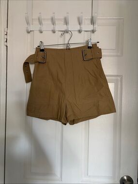 3.1 Phillip Lim High-Waist Tan Belted Shorts